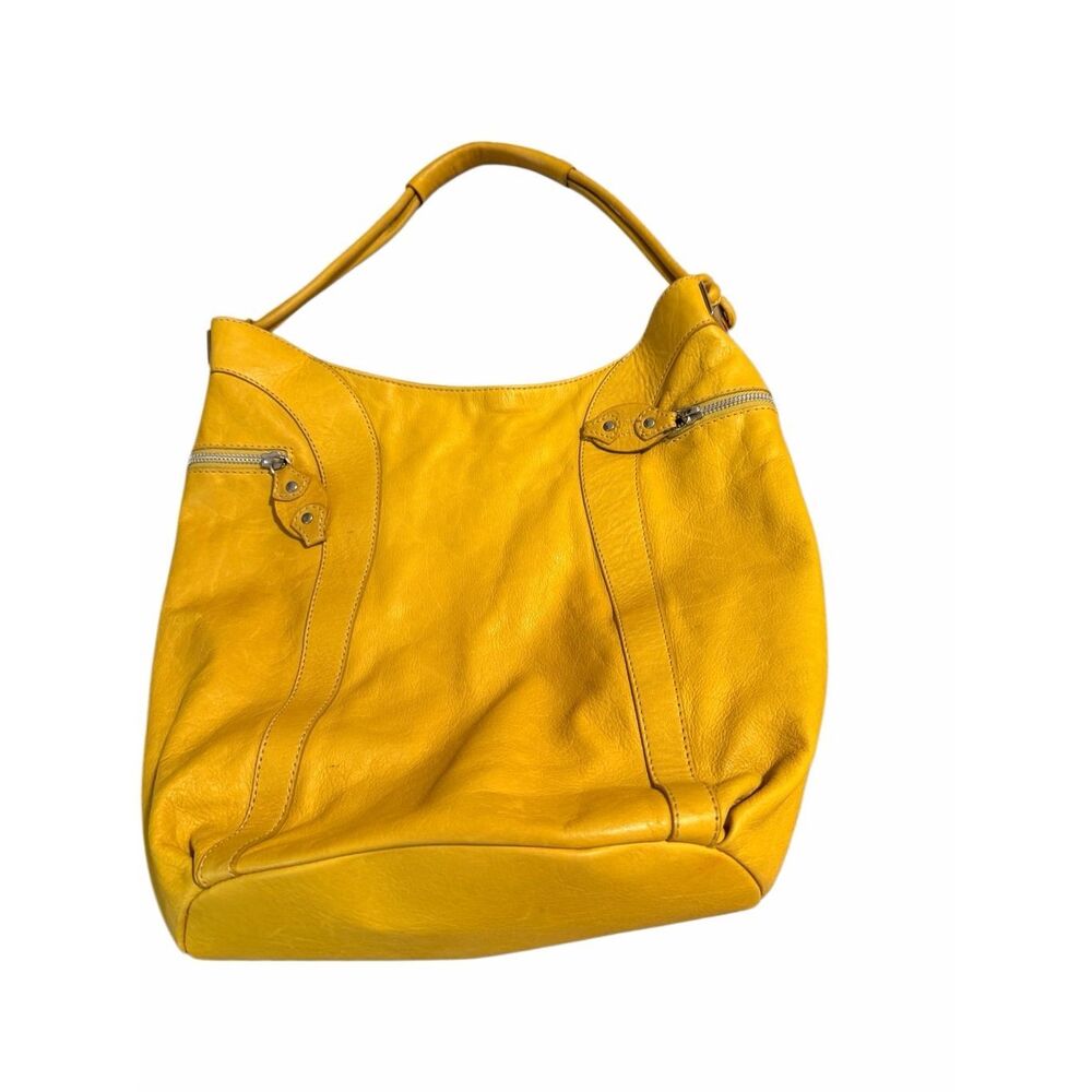 Marzia Women's Yellow Genuine Leather Hobo Slouch Shoulder Bag Purse Italy
